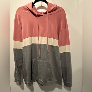 Stylish Women's Thin Hoodie - Pink, Cream, and Gray